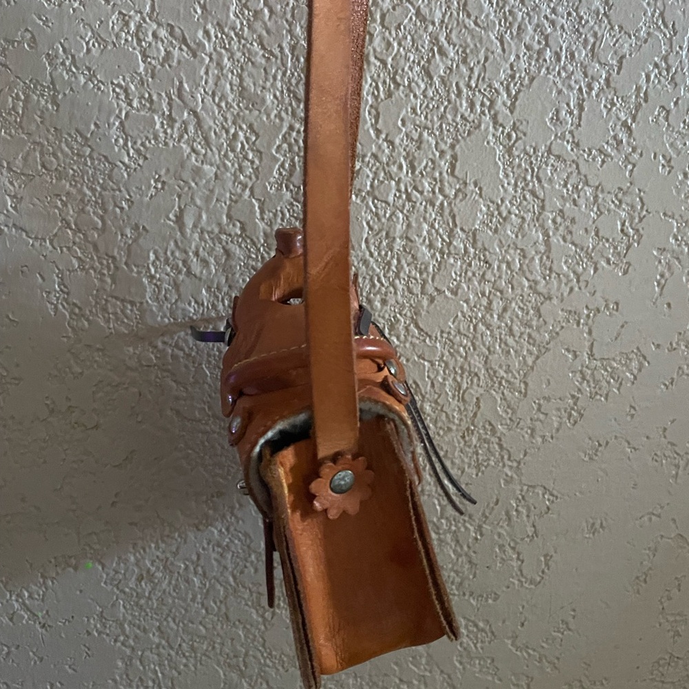 Vintage leather mini saddle purse
